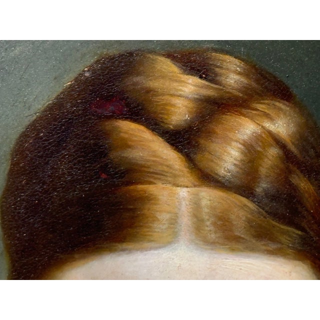 Antique White 19th Century Oil Painting Portrait Young Dutch Hague Lady Nobility Framed For Sale - Image 8 of 12