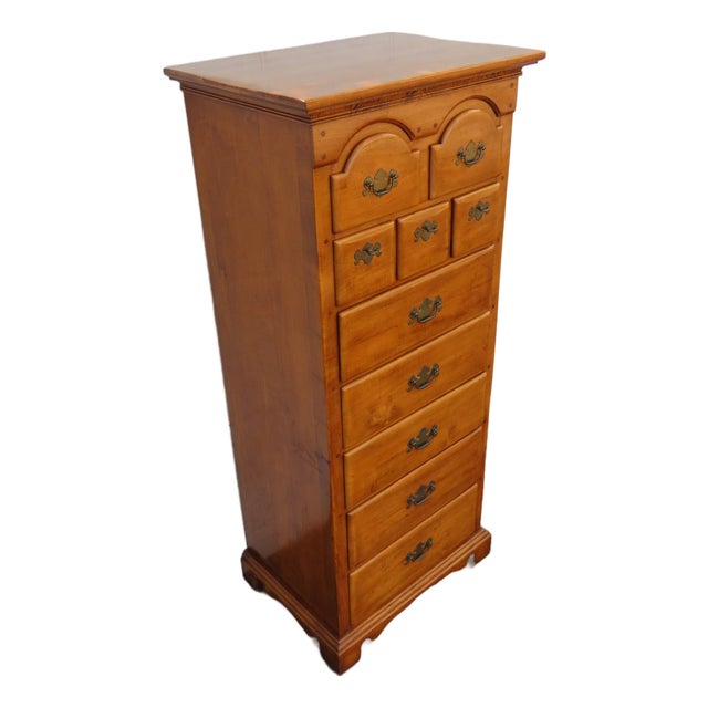 Pier Cabinet Solid Maple Distressed Tall Narrow Lingerie Jewelry Chest 6243 For Sale