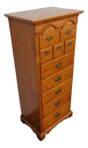 Pier Cabinet Solid Maple Distressed Tall Narrow Lingerie Jewelry Chest 6243