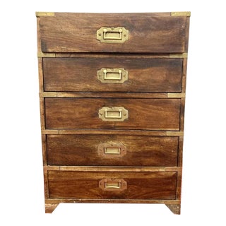 Small Campaign Nightstand/ Chest of Drawers 1900's For Sale