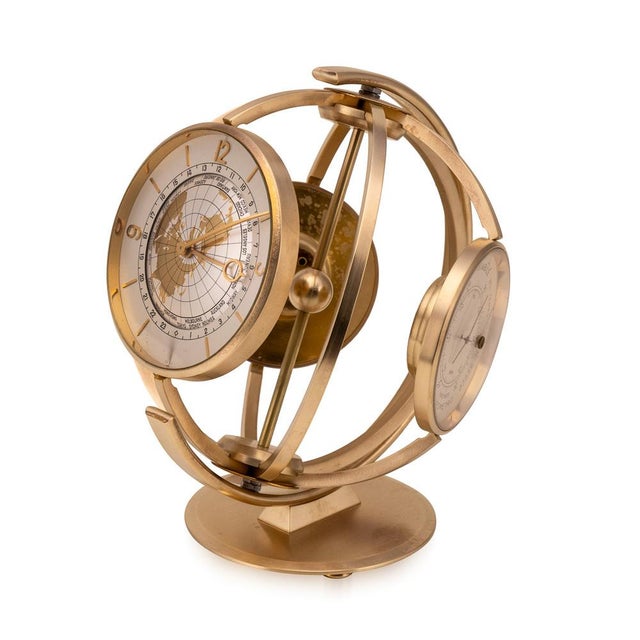Vintage Swiss World Time Clock with Thermometer and Barometer, 1960s For Sale - Image 4 of 14