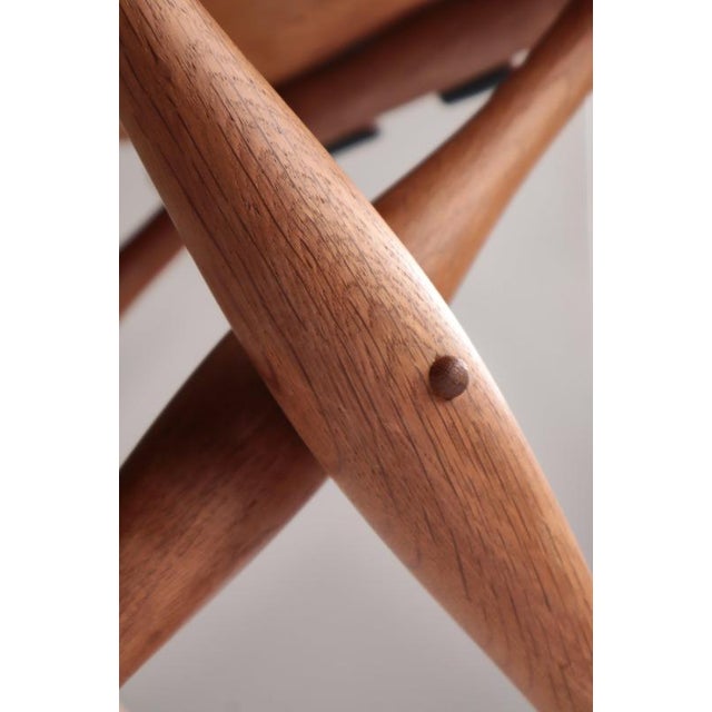 Gold Danish Modern Gold Hill Stool in Oak and Black Leather attributed to Poul Hundevad, 1960 For Sale - Image 8 of 17