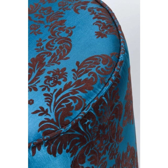 Late 20th Century Vintage Blue Upholstered Round Moroccan Pouf For Sale - Image 5 of 6