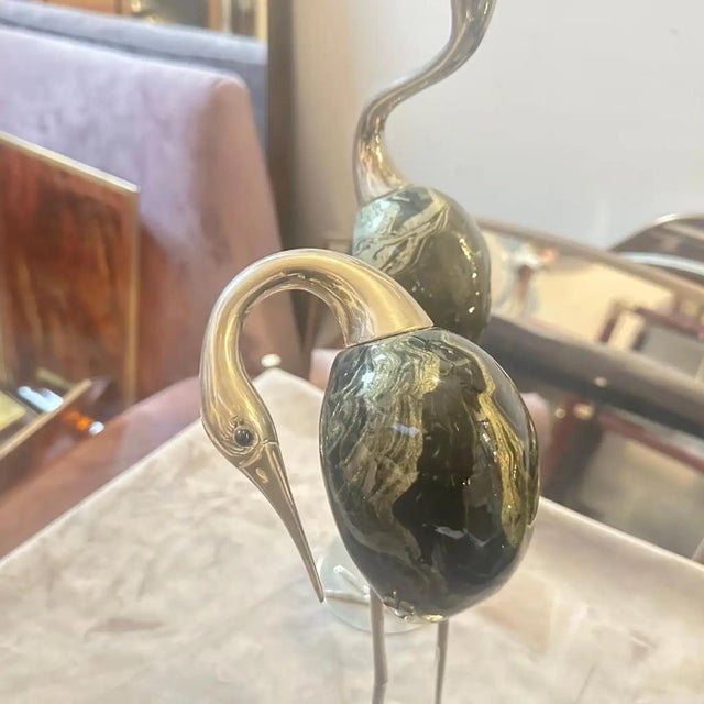 1960s Two 1960s Modern Silver Plated Sculptures of Herons by De Stijl Firenze For Sale - Image 5 of 16