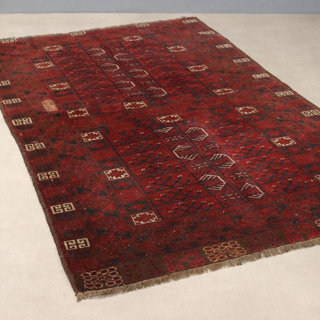 Red Middle Eastern Bukhara Rug in Wool For Sale - Image 8 of 8