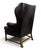 Wood Vintage Baker Furniture Georgian Style Brown Leather Wingback Armchair For Sale - Image 7 of 13