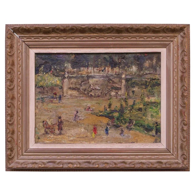 French Post-Impressionist "Jardins Des Tuileries" Oil on Canvas For Sale - Image 13 of 13