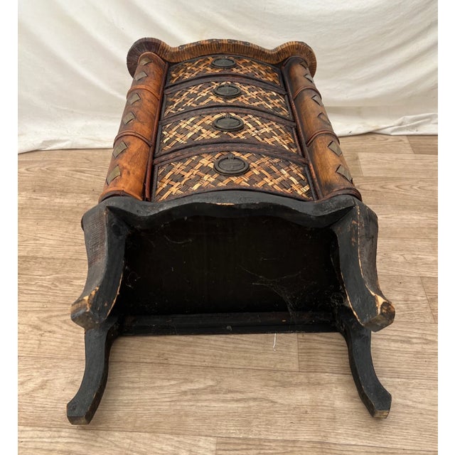 Vintage Nightstand Cabinet Chest Four Drawers Bamboo / Wicker Tiki Petite Size For Sale - Image 14 of 14