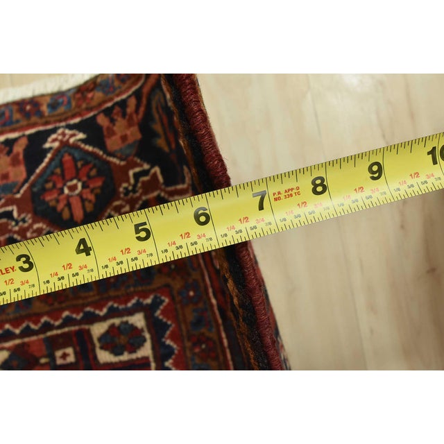 Heriz Rug 9’9” X 13’2” Red Wool Vintage Traditional Hand-Knotted Carpet For Sale - Image 13 of 15