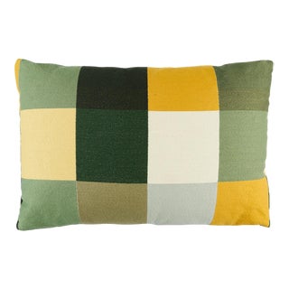 Schumacher Embroidered Tile Pillow 20"x14" in Green For Sale