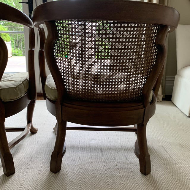 Vintage Thomasville Cane Back Chairs With Tufted Seats a Pair Chairish