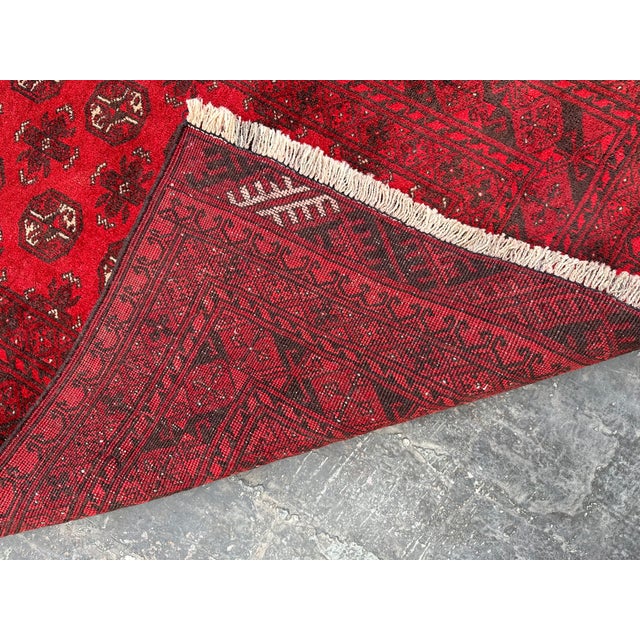 Textile Vintage Afghan Turkoman Tribal Runner Rug For Sale - Image 7 of 7