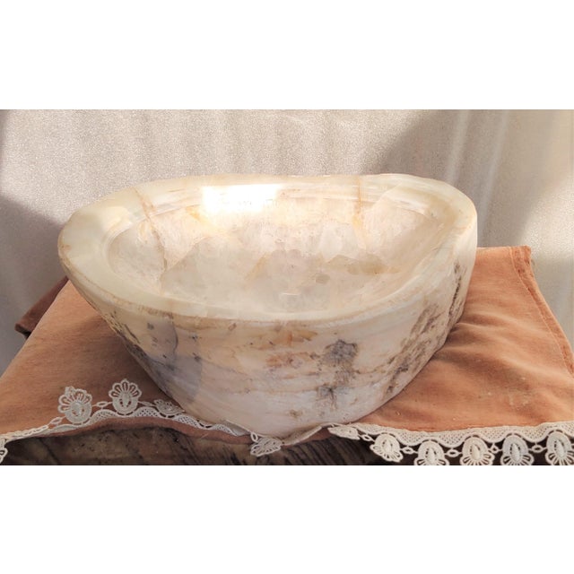 2020s Natural Crystal Quartz Geode Hand-Carved Semiprecious Stone Vessel Sink For Sale - Image 5 of 8