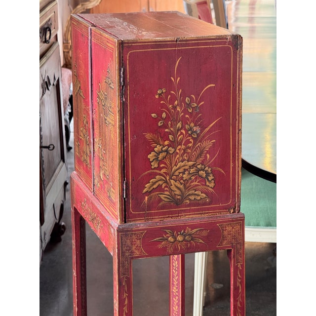 19th Century English Red Lacquered Chinoiserie Cabinet For Sale - Image 12 of 14