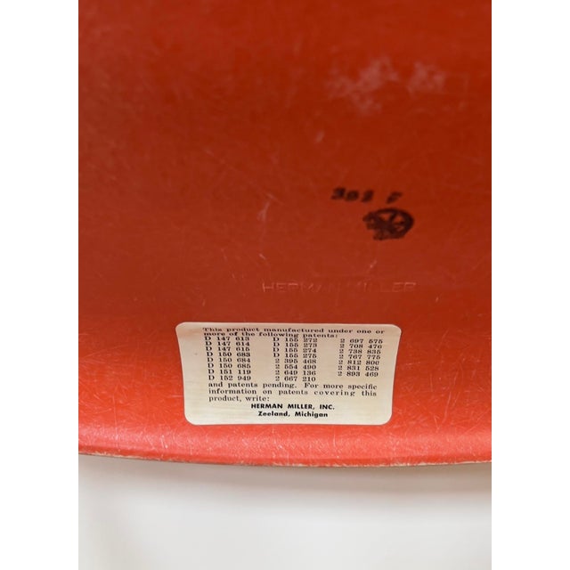 Herman Miller 1960s Eames for Herman Miller Red-Orange Fiberglass DSS Stacking Side Chair For Sale - Image 4 of 11