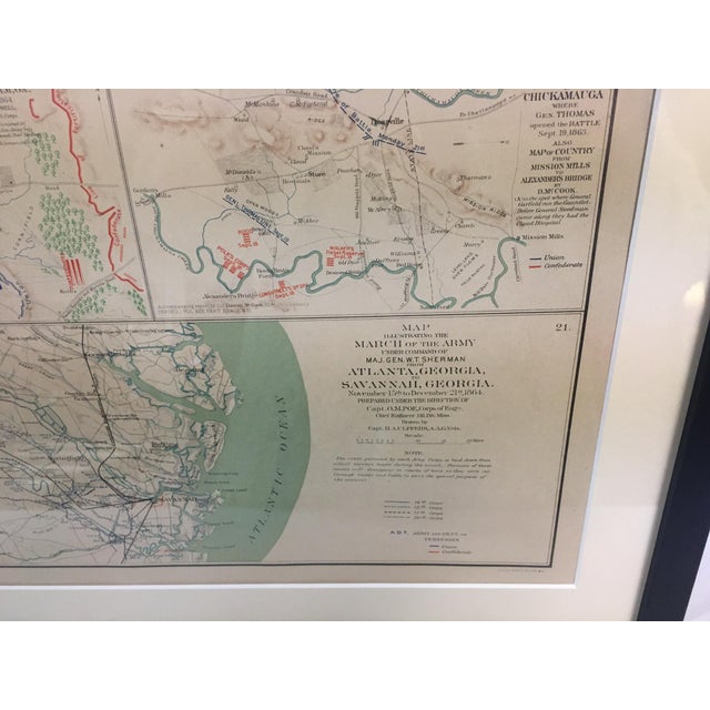 Late 19th Century Civil War Surveyors Maps of Sherman's March to the Sea & Vicinities Framed Pair For Sale - Image 5 of 14