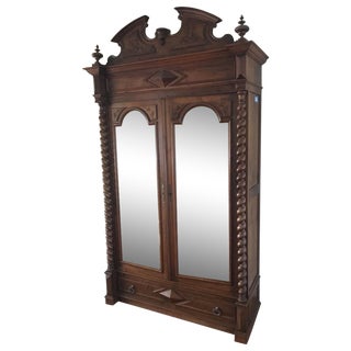 Rococo Revival Style Mahogany Mirrored Armoire For Sale