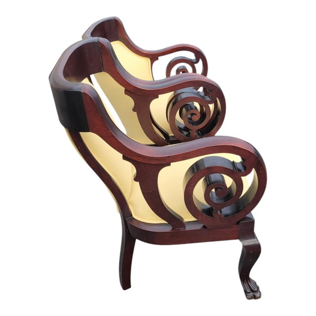 19th Century Walnut Empire Bedroom Chair Claw Feet-Newly Upholstered & Restored For Sale - Image 11 of 16