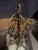 Metal 1920s/30s Frosted Glass Dome Chandelier With Brass Crown Detailing and Pink Blown Glass Beads For Sale - Image 7 of 9