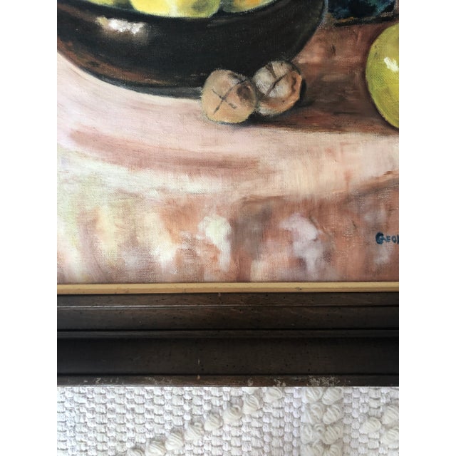 Brown Georgia Memmer Vintage Original Nature-Morte Still Life Acrylic Painting on Canvas, Framed For Sale - Image 8 of 11