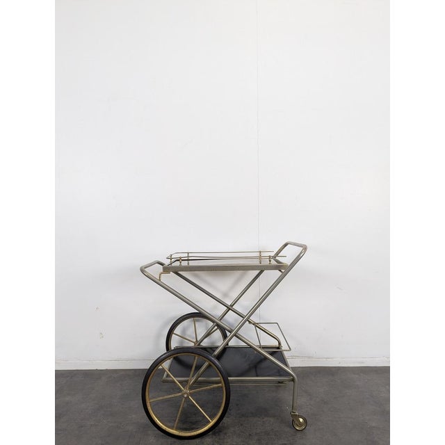 Rolling Brass Serving Cart, 1970s, in Very Good conditions.