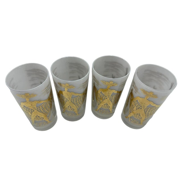 1950s 1950's Marc Bellaire Beachcomber Design Tumbler Glassware Highballs- Set of 4 For Sale - Image 5 of 8