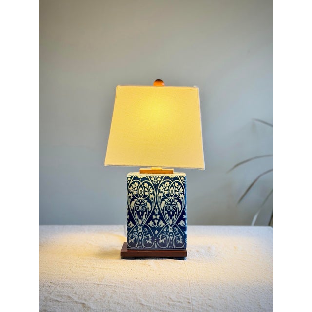 Ralph Lauren Home Blue and White Chinoiserie Porcelain Lamp, Vineyard Pattern For Sale - Image 10 of 12