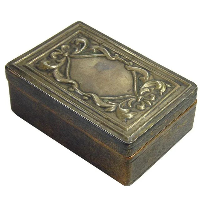 Italian Leather and Silver Box from Miani Venice, 1930s For Sale - Image 10 of 10