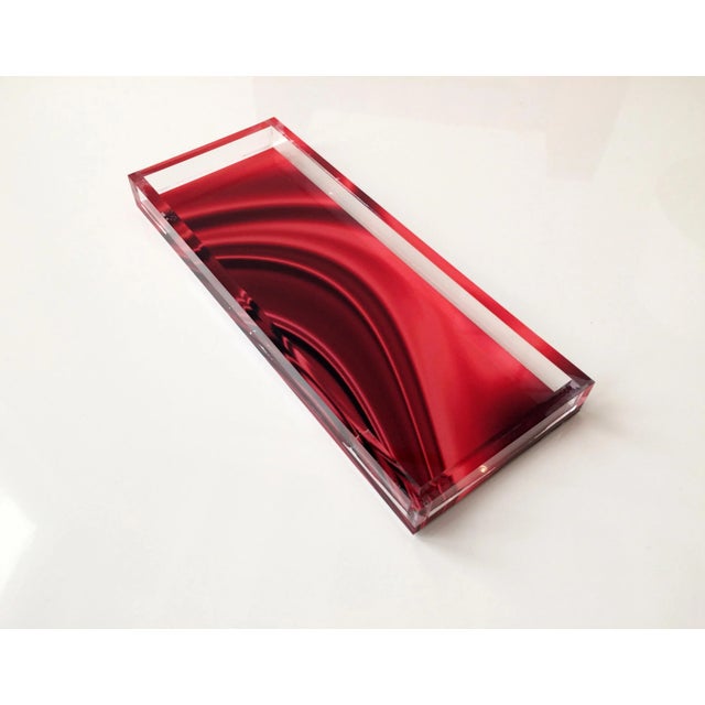 2010s Lucite Red Drapery Tray For Sale - Image 5 of 6