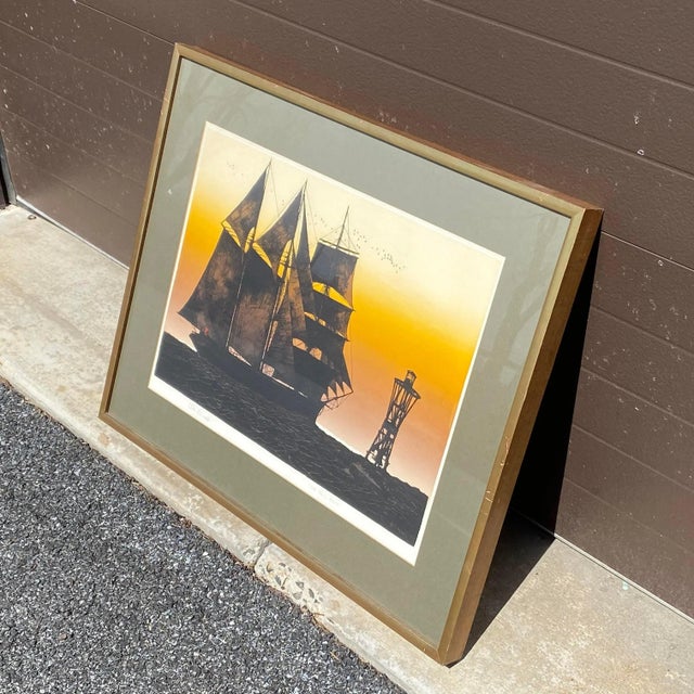 Elton Bennett (1910-1974) “The Tall Ship” Signed Nautical Silkscreen For Sale In Philadelphia - Image 6 of 12