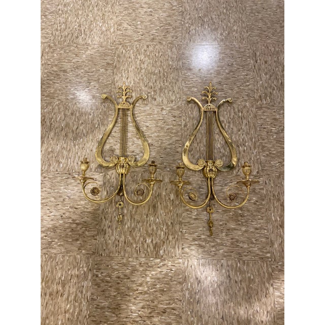 1920’s Caldwell Lire Shaped Sconces - A Pair For Sale - Image 9 of 10