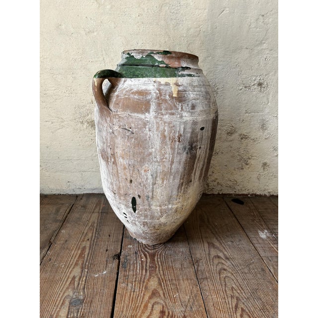 Large Mediterranean Terracotta Olive Jar with Original Green Glaze, 1890s For Sale - Image 5 of 12