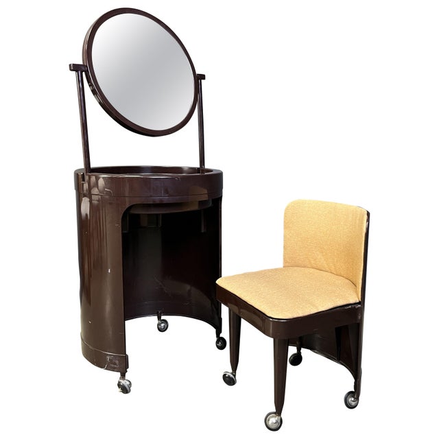 Silvi Vanity Table on Wheels and Chair by Studio Kastilia, 1970s, Set of 2 For Sale - Image 11 of 11