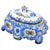 Antique blue and white floral lidded tureen. Marked "Vestal, Hand-Painted, Alcobach Portugal, 538, CA" on the underside.