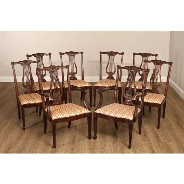 High Quality American Made Set Of Eight Dining Chairs By Henkel-Harris, Crafted In Solid Mahogany. This Matched Set...