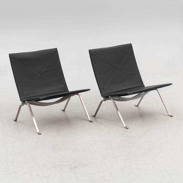 Modern Poul Kjaerholm Pk22 Chairs Fritz Hansen Denmark Pair For Sale - Image 3 of 10