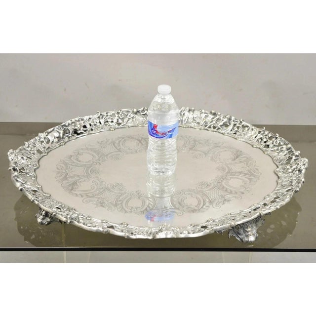 Mid 19th Century French Renaissance Bacchanal Scene Silver Plated Bacchus Figural Salver Tray For Sale - Image 12 of 15