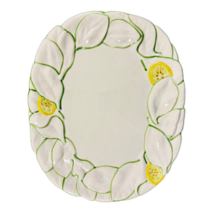 Mid 20th Century Italian Yellow Lemon on Green Leaf Platter