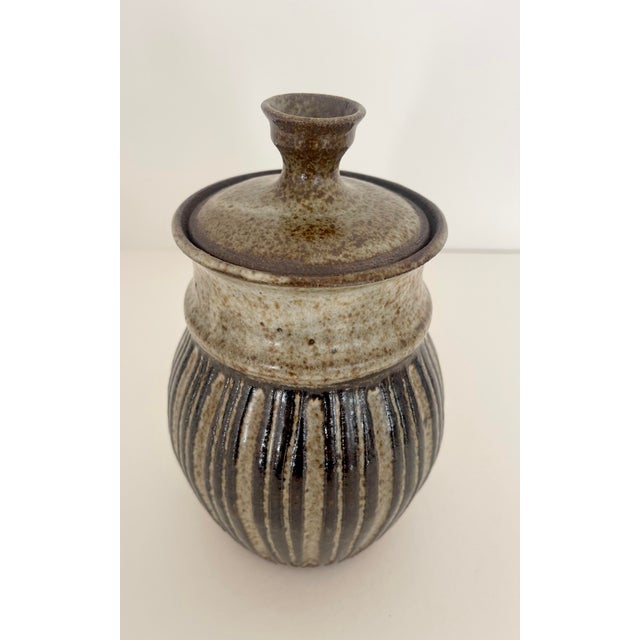 Mid-Century Modern Handcrafted Ceramic Jar For Sale - Image 3 of 6