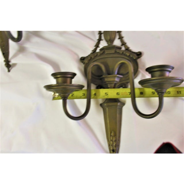 1940,s American Design Sconces with Bronze Castings - Pair For Sale - Image 4 of 7