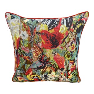 Woven Tropical Bird Cushion Cover For Sale