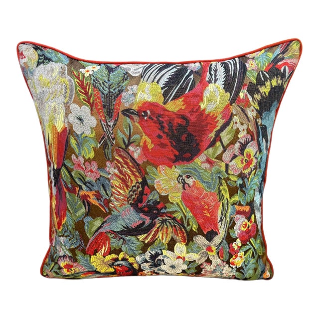 Woven Tropical Bird Cushion Cover For Sale