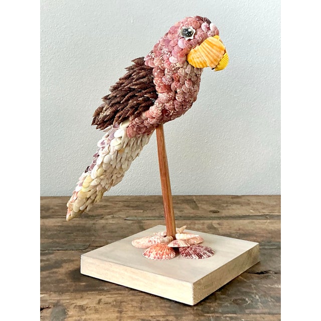 Vintage Boho Shell Encrusted Bird on a Perch For Sale In West Palm - Image 6 of 8