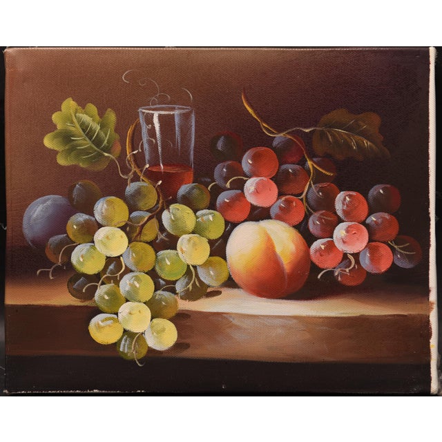 This inviting oil painting on canvas, measuring 10" x 8", presents a classic still life composition that exudes warmth and...