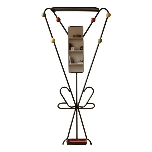 Vintage Coat Rack in Black Metal by Roger Feraud, 1970s For Sale
