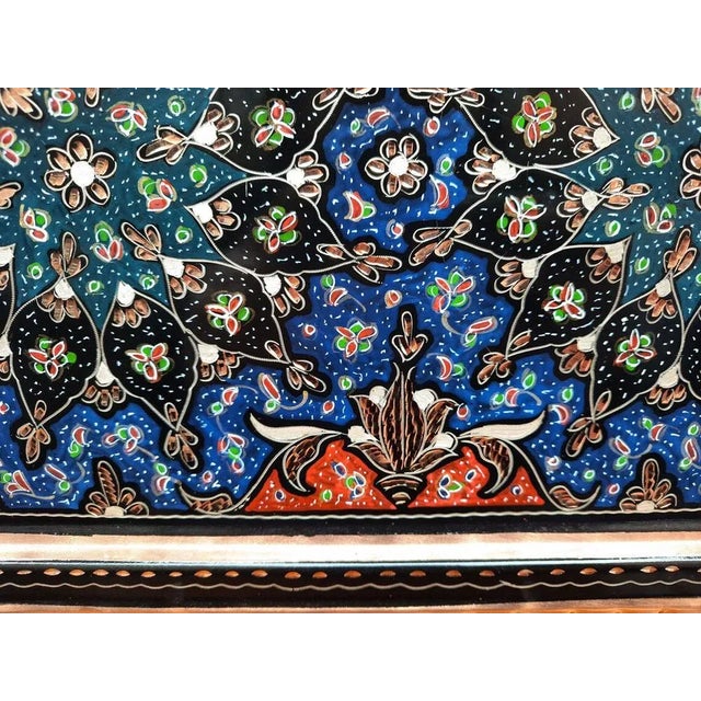 Hand Made Double Floral Circle Engraved Service Tray with Handles For Sale - Image 5 of 9