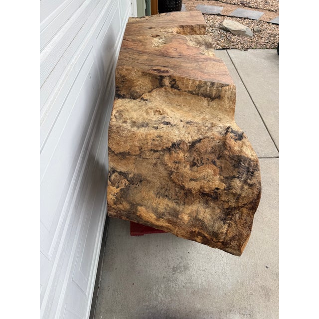 Amber 1990s Statement Live-Edge Mango Wood "Window" Slab For Sale - Image 8 of 18