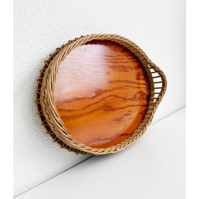 Wood Antique Oval French Wicker Tray, Early 20th Century For Sale - Image 7 of 14