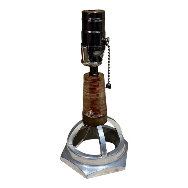 Small Aluminum Table Lamp, Geometric Form, Modern Design, 1980s For Sale