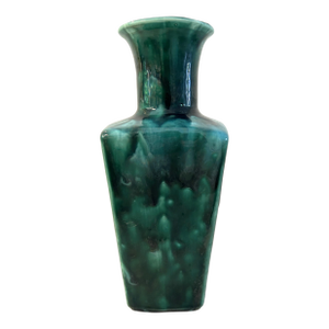 Vintage Emerald Green Studio Art Drip Glaze Vase